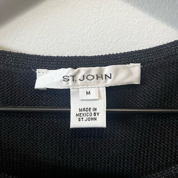 ST. JOHN Black Wool Blend Sleeveless Tank Sweater Top M - Picture 3 of 7